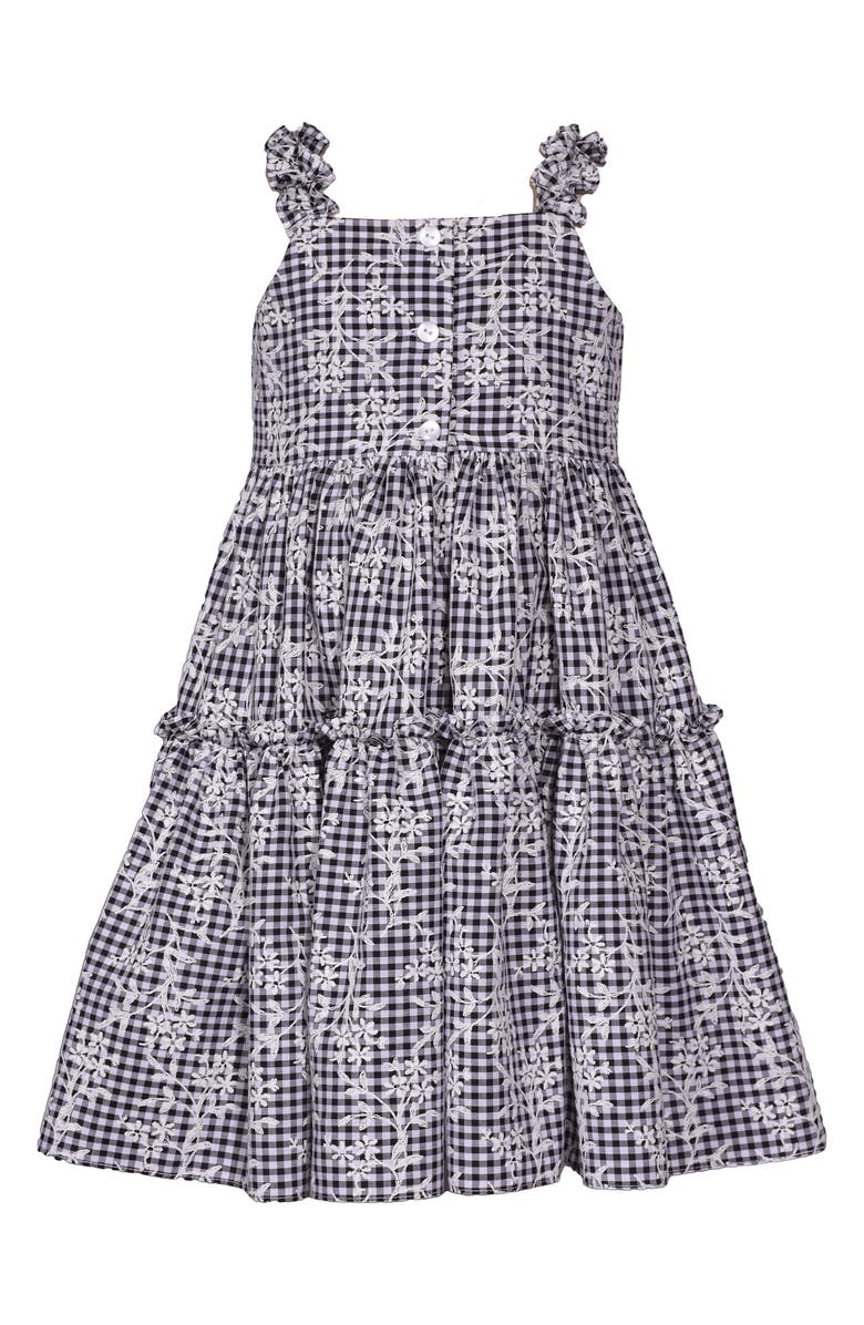 Iris & Ivy Kids' Embroidered Gingham Sundress, Alternate, color, Black White