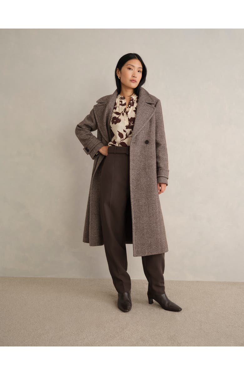 HOBBS LONDON Trina High-Waist Barrel Trousers, Alternate, color, Deep Brown