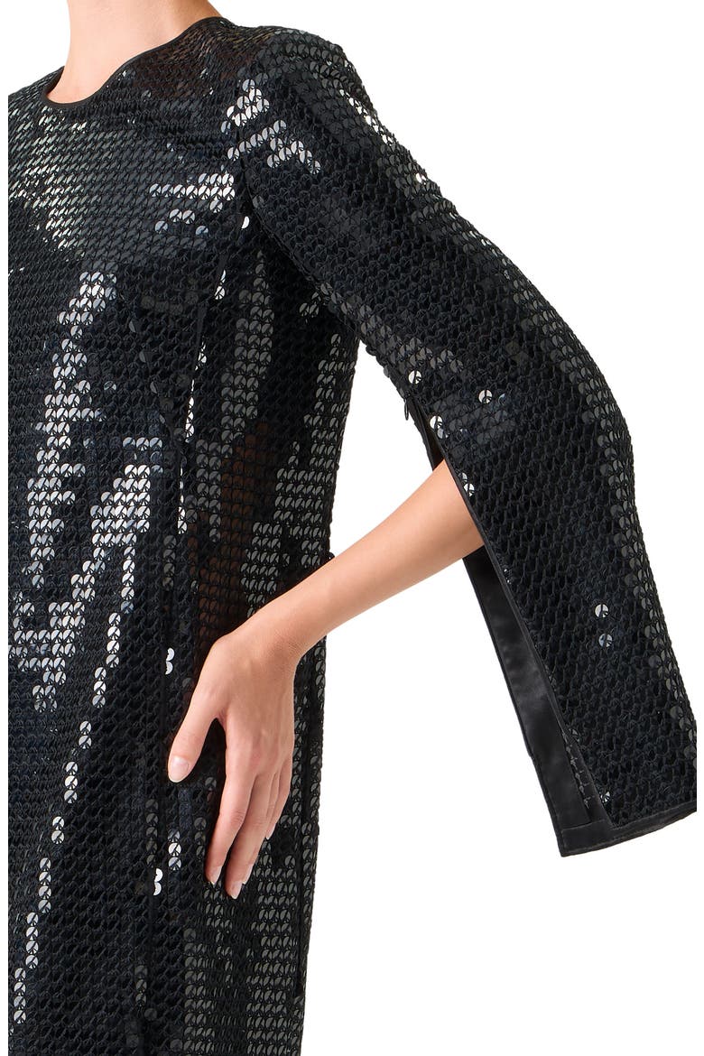 Long Sleeve Sequin Sheath Dress, Alternate, color, BLACK