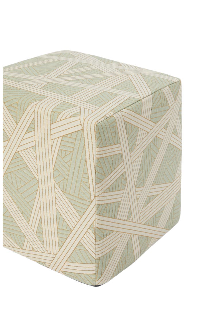 Nastri 40x40x40 Cm Footstool Cube With Contrasting Stitching, Alternate, color, Green
