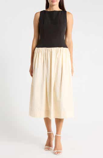 Colorblock Fit & Flare Midi Dress
