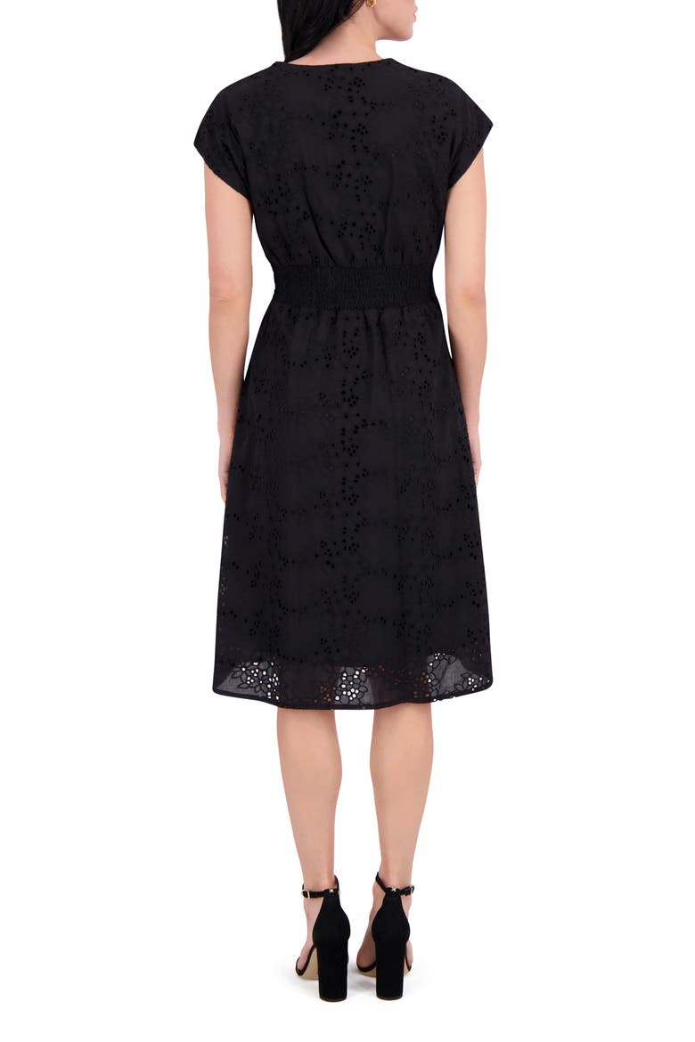 Eyelet Cotton Dress, Alternate, color, BLACK