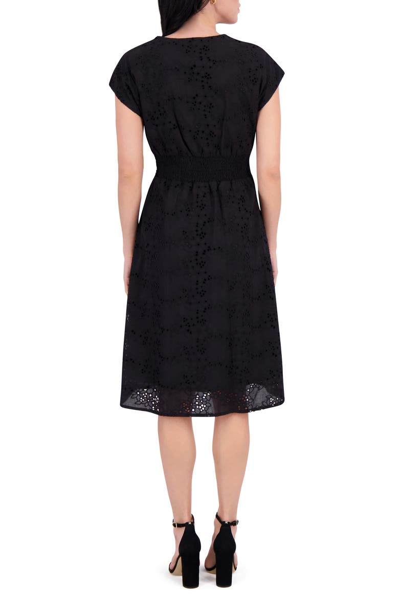 Kensie Eyelet Cotton Dress, Alternate, color, Black