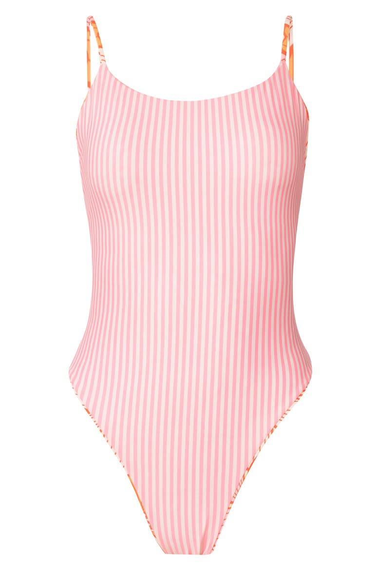 Retro Bloom Luster Reversible One-Piece Swimsuit, Alternate, color, OPEN PINK