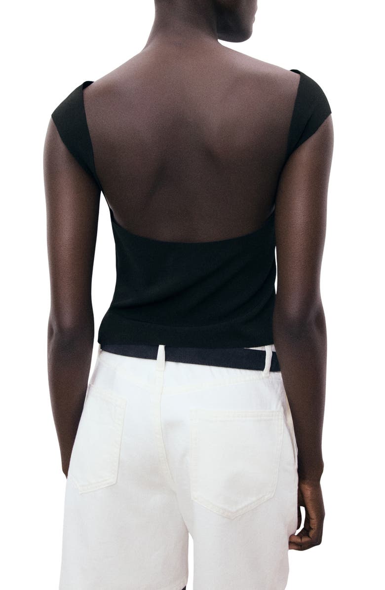 MANGO Open Back Top, Alternate, color, Black
