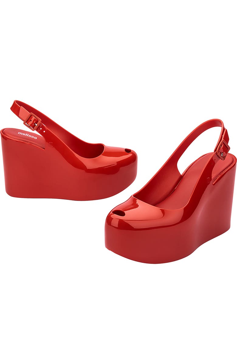 Melissa Groovy Slingback Platform Wedge Pump, Alternate, color, Red