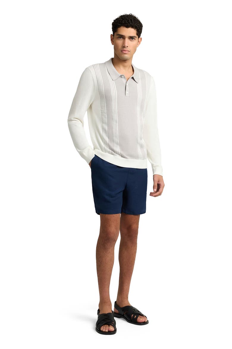 Cotton Knit Long Sleeve Polo Sweatshirt, Main, color, QUIET GREY/WHTE