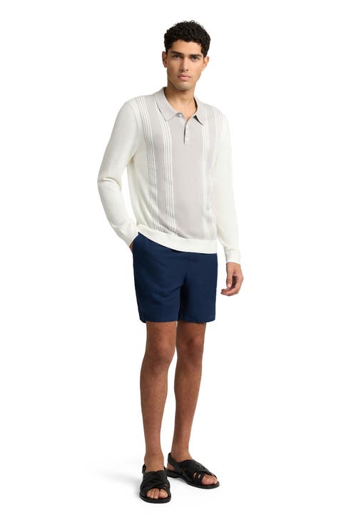 Cotton Knit Long Sleeve Polo Sweatshirt