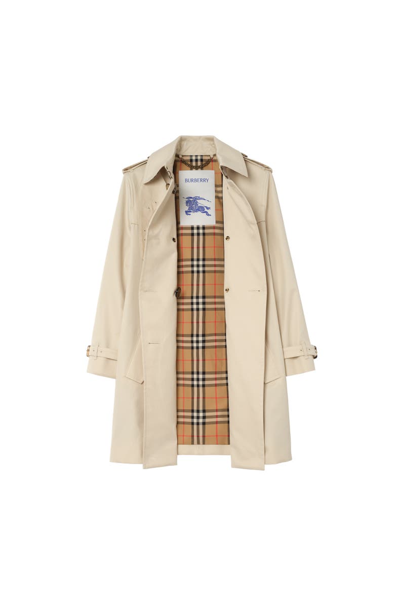 Burberry Short Summerside Gabardine Trench Coat, Alternate, color, Clam Beige