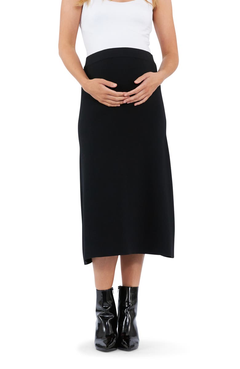 Ripe Maternity A-Line Knit Skirt, Main, color, Black