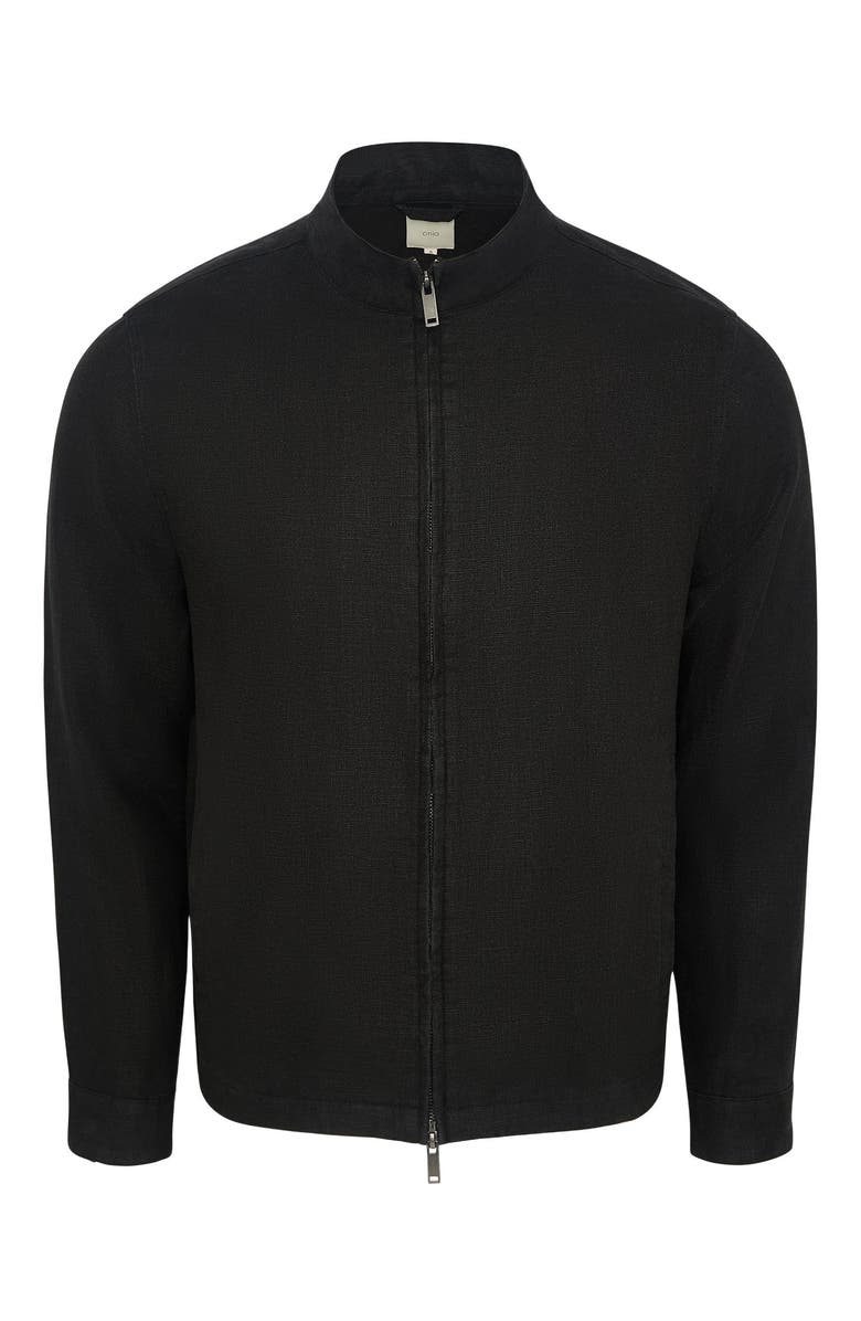 Onia Linen Bomber Jacket, Alternate, color, Washed Black