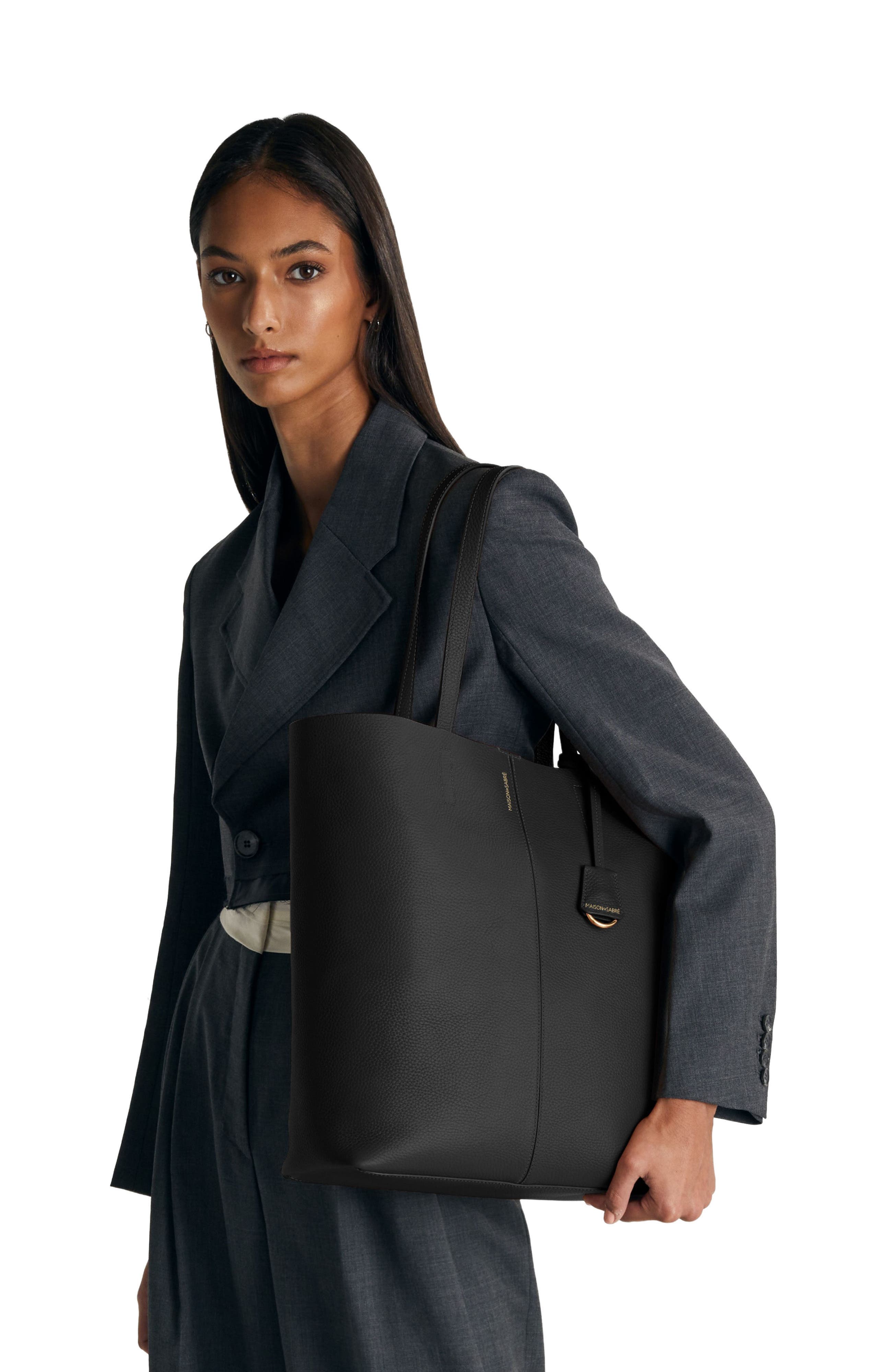 MAISON de SABRÉ Tall Leather Soft Tote, Alternate, color, Rouge Noir