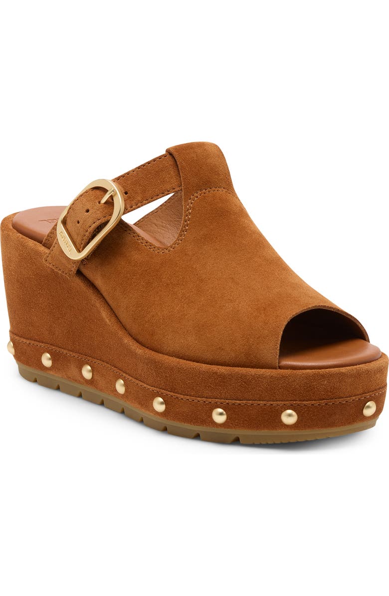 SOREL Sunpeak Studded Platform Wedge Sandal, Main, color, Iced Tea/ Gum