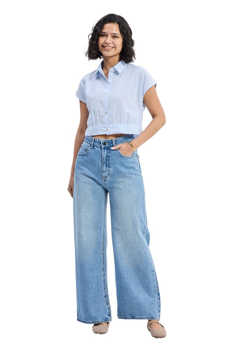 Oversized Crop Shirt, Main, color, Linear Rhythm