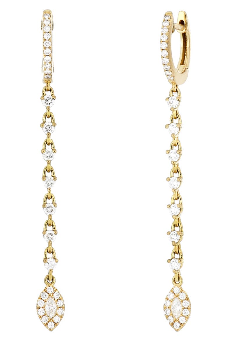 Marquis Diamond Linear Huggie Earrings (Nordstrom Exclusive), Main, color, YELLOW GOLD