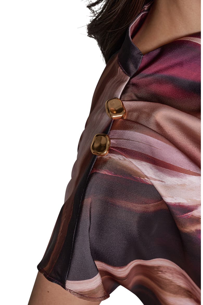 Printed High Neck Sleeveless Top, Alternate, color, BLACK CHERRY
