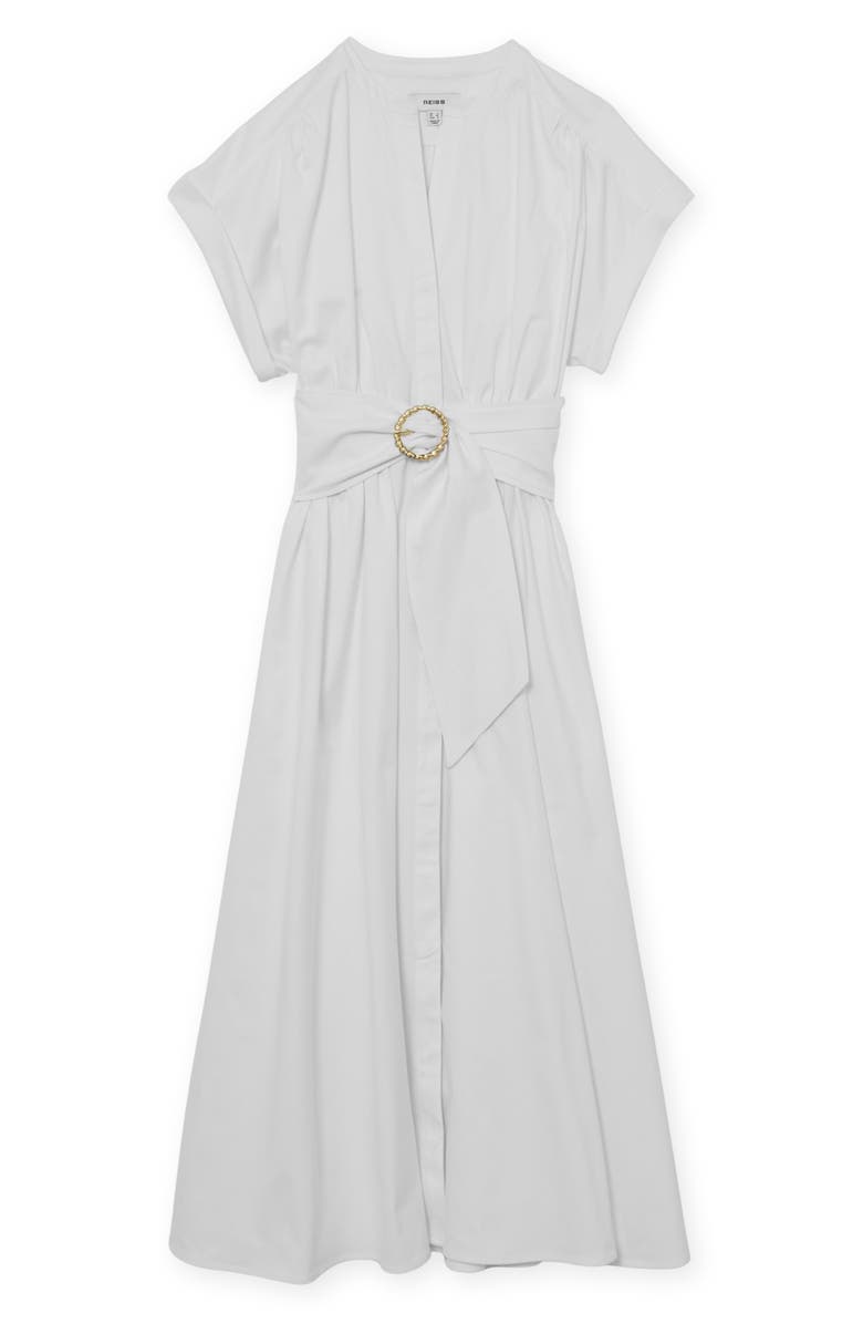 Reiss Sally Stretch Cotton Midi Dress, Alternate, color, Ivory