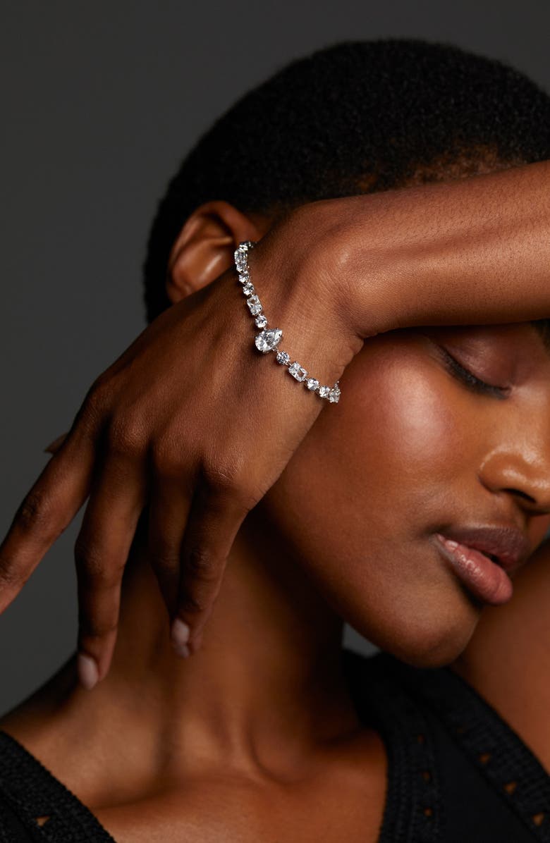 Nadri Everleigh Cubic Zirconia Line Bracelet, Alternate, color, Rhodium