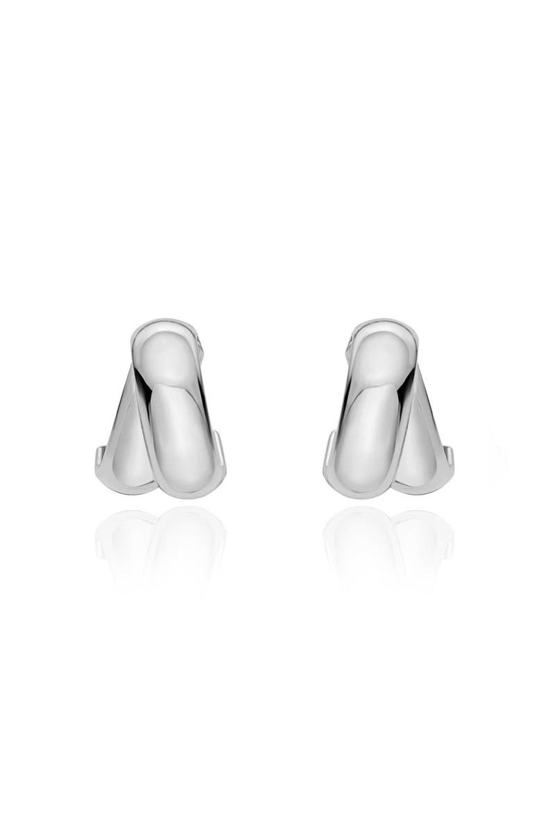 Crossover C-Hoop Earring, Alternate, color, Sterling Silver