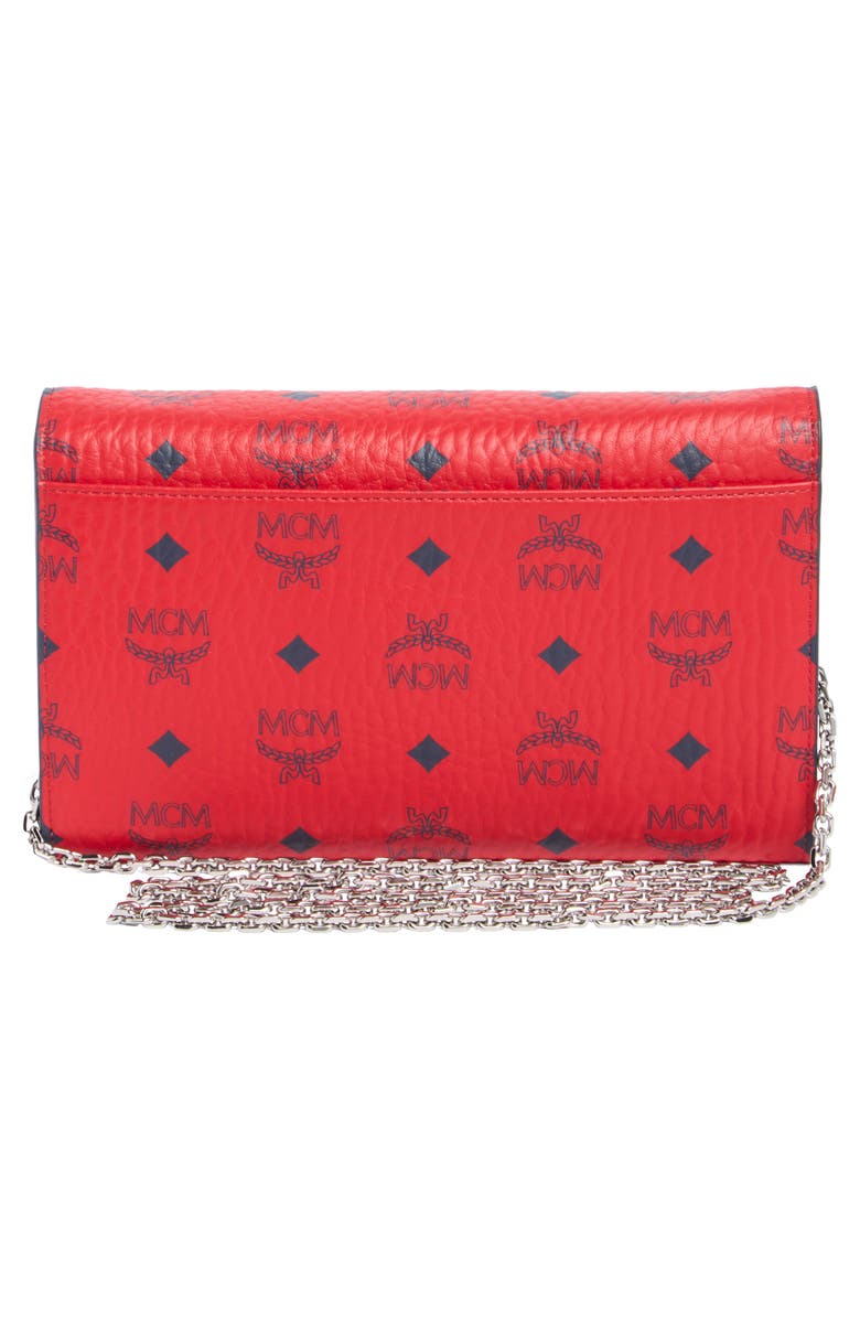 MCM Tracy Visetos Wallet on a Chain, Alternate, color, Candy Red