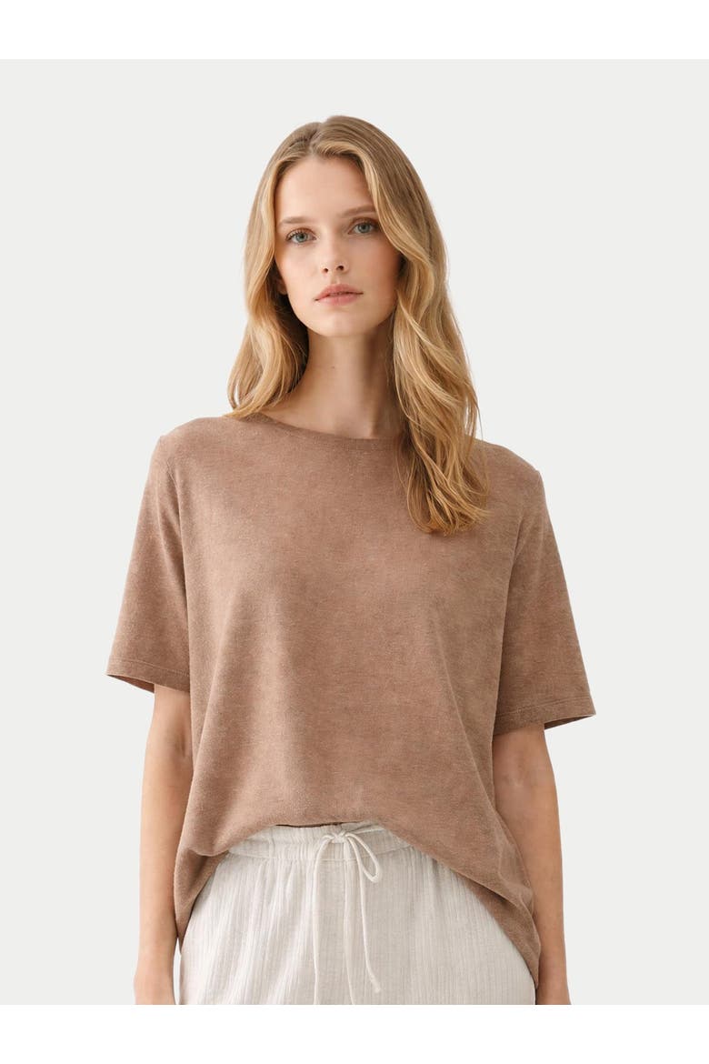 Box-Cut Cotton Silk Cashmere Blend T-Shirt, Alternate, color, timber wolf