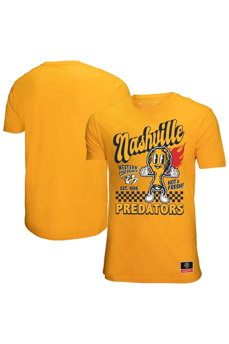 Men's Mitchell & Ness Gold Nashville Predators Local Food T-Shirt, Main, color, Gold