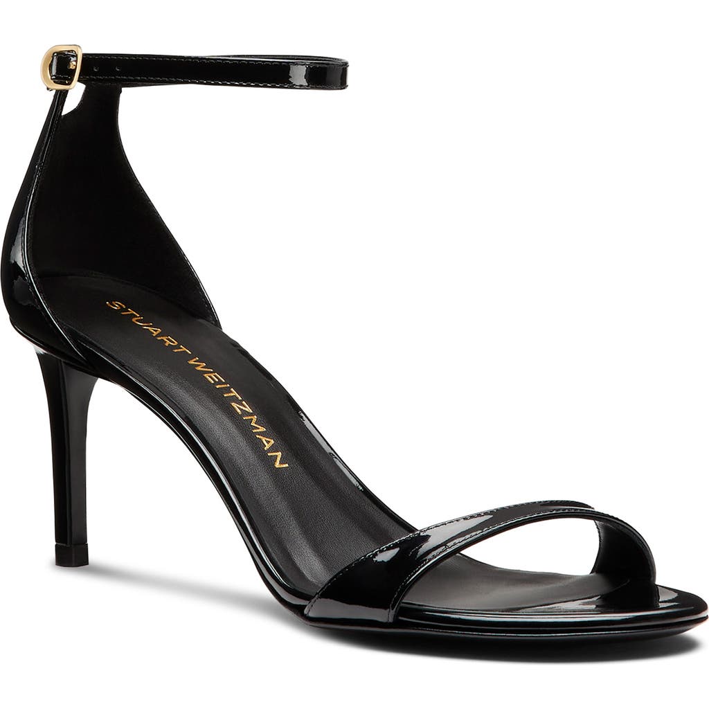 Stuart Weitzman Nudist Ii 75 Patent Leather Sandals In Black