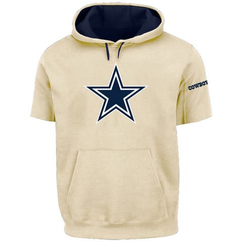 Men's Profile Oatmeal Dallas Cowboys Big & Tall Chest Print and Logo Short Sleeve Pullover Hoodie