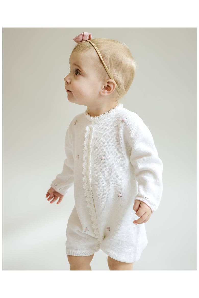 Rosette Knit Bubble Romper, Alternate, color, Ivory