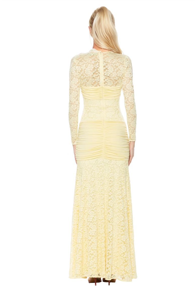 Nova Long Sleeve Ruched Dress, Alternate, color, Butter Yellow