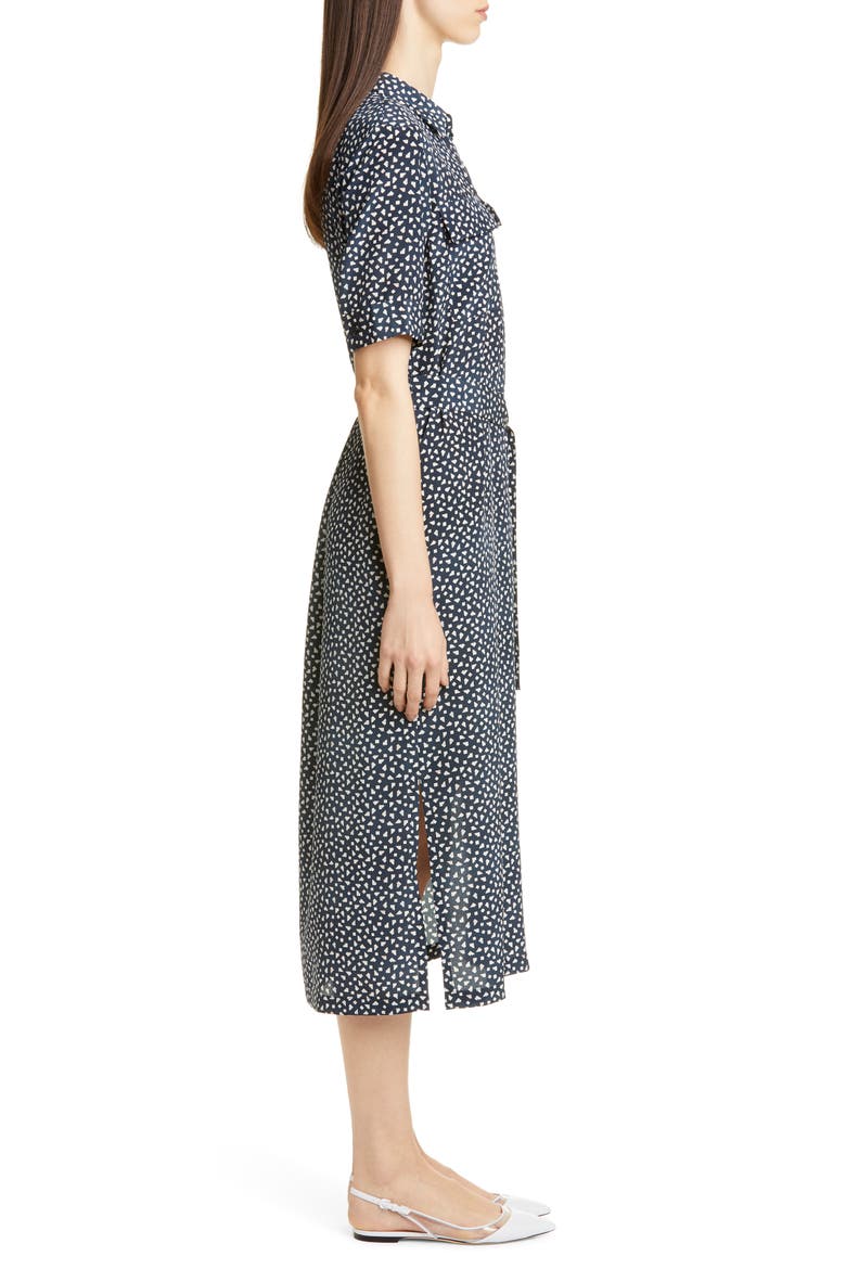 Doha Short Sleeve Silk Shirtdress, Alternate, color, DUNGAREE BLUE MULTI