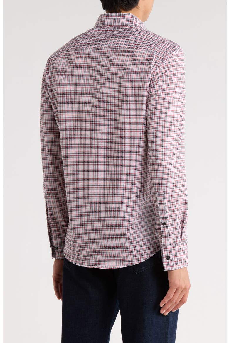 Slim Fit Plaid Stretch Button-Up Shirt, Alternate, color, WHITE/ BALCK
