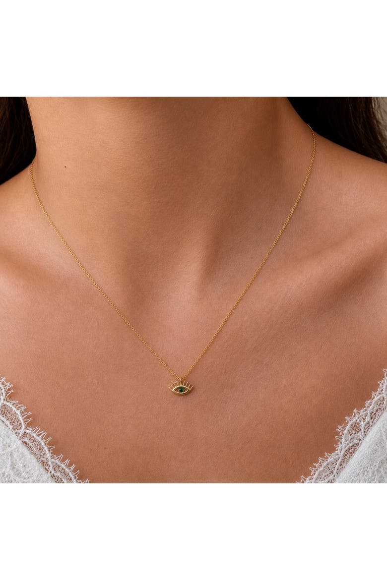 Emerald Eye Evil Eye Sterling Silver Necklace, Alternate, color, Gold