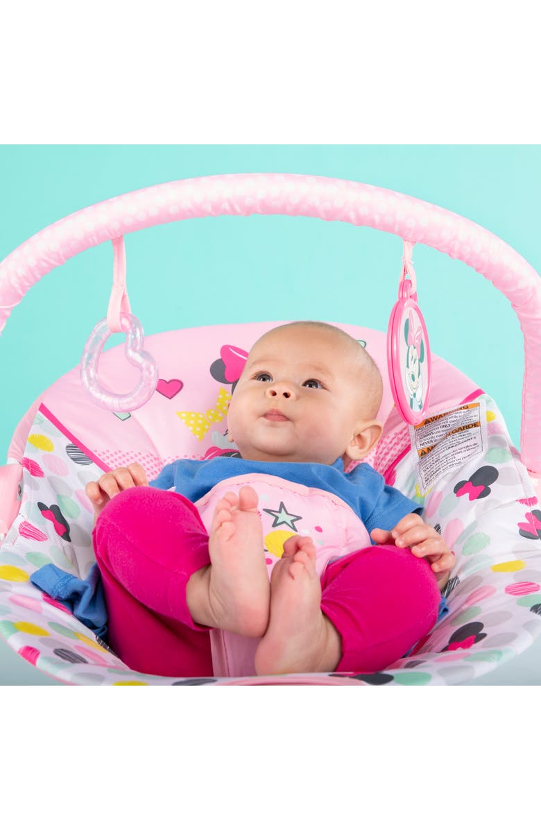 BRIGHT STARTS Disney Baby Minnie Mouse Vibrating Baby Bouncer, Alternate, color, Pink
