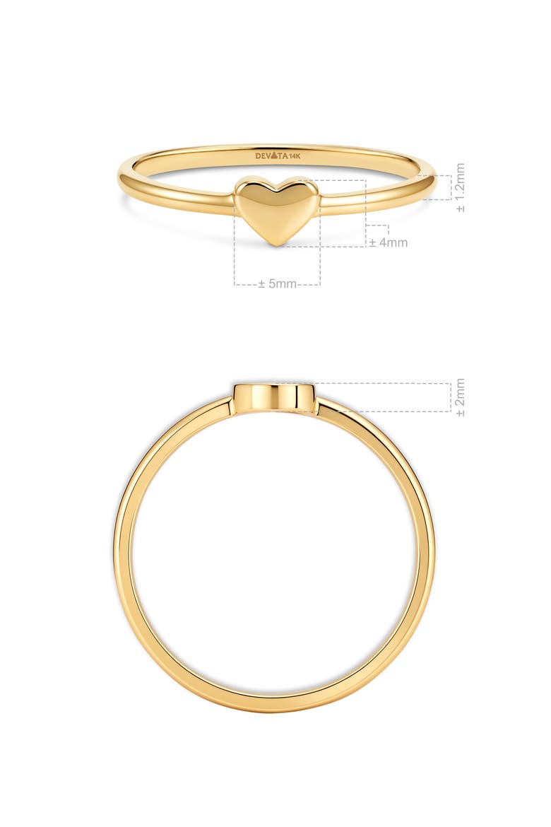 Heart Ring in 14K Gold, 4mm, Alternate, color, Gold