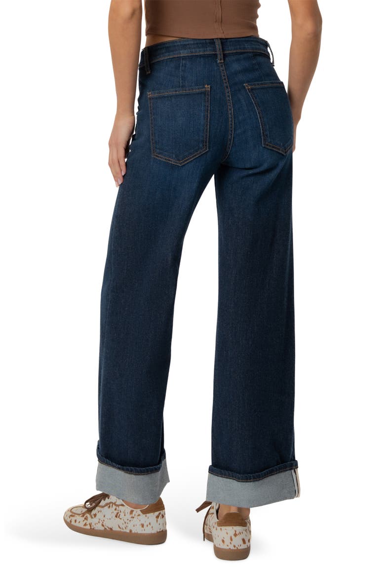 Meg High Waist Cuffed Wide Leg Jeans, Alternate, color, INSURE