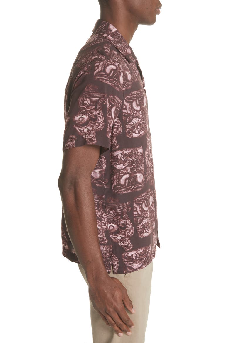 Canty Pendant Print Camp Shirt, Alternate, color, DARK MAUVE