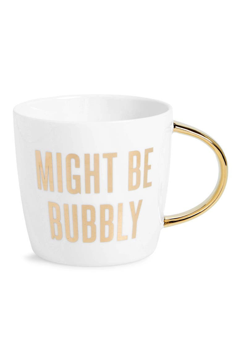Might Be Bubbly Ceramic Mug, Main, color, WHITE