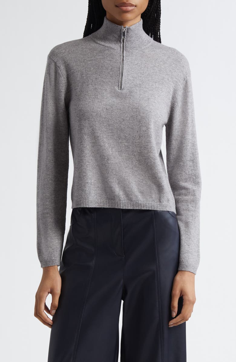 MM by Max Mara Tom Wool & Cashmere Quarter Zip Sweater, Main, color, Light Grey