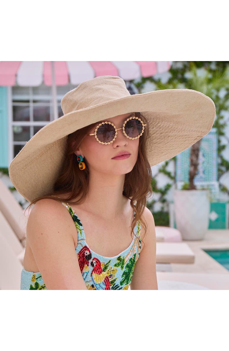 Lele Sadoughi Samantha Canvas Beach Hat, Alternate, color, Khaki