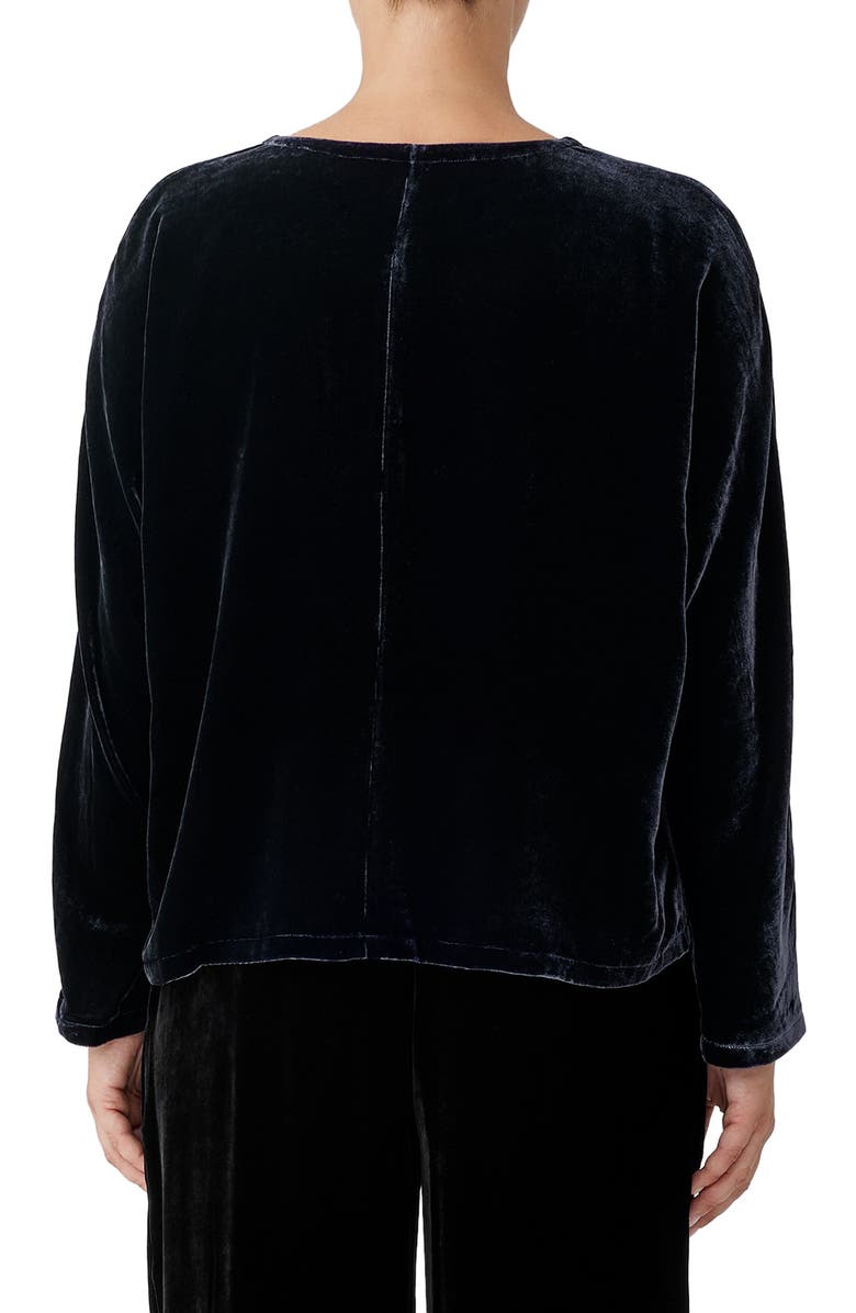Eileen Fisher Long Sleeve V-Neck Velvet Top, Alternate, color,