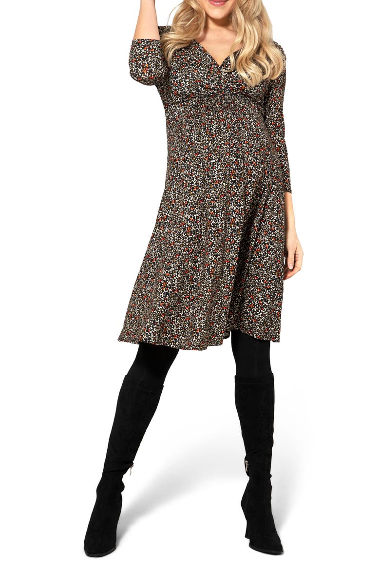 Willow Maternity Dress, Main, color, BLACK