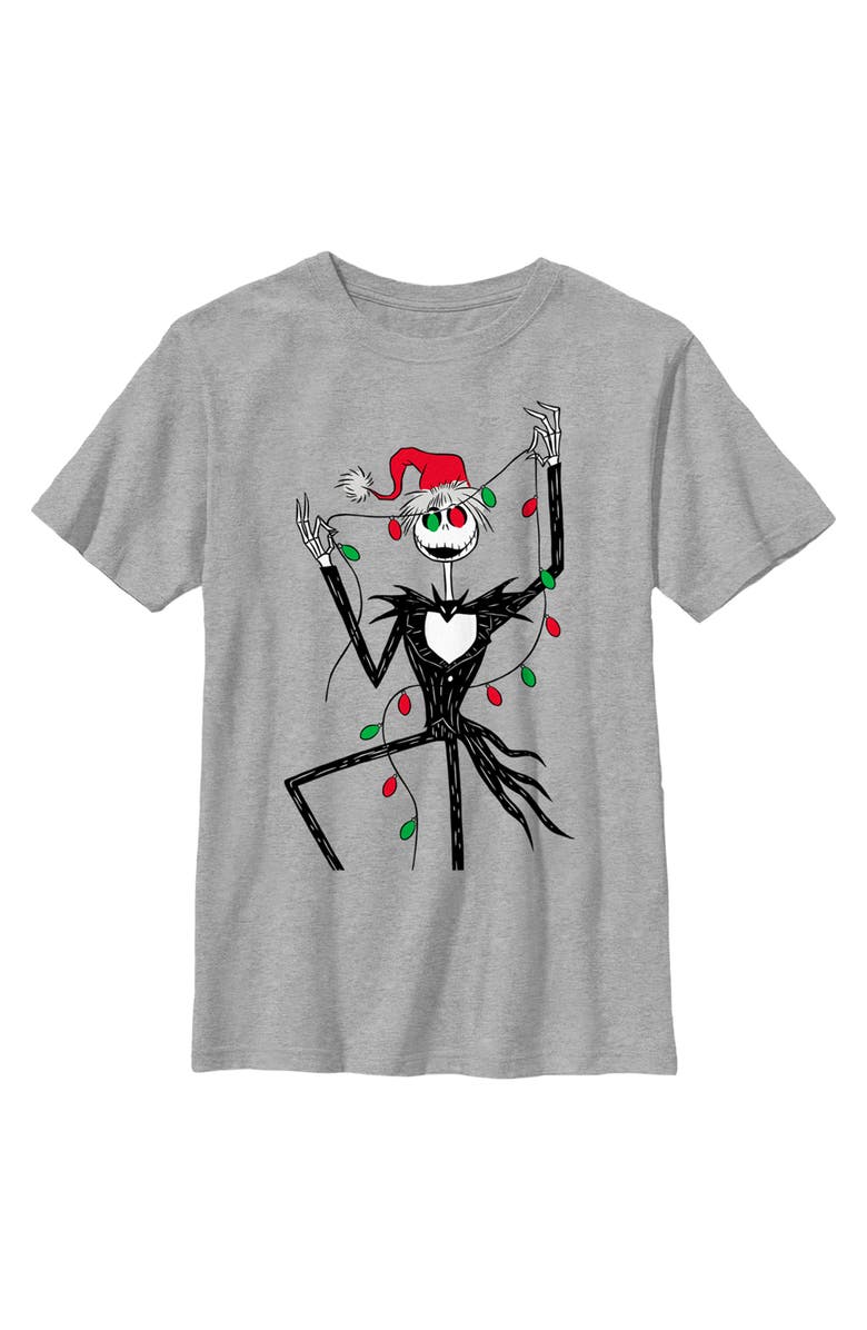 The Nightmare Before Christmas Boy's The Nightmare Before Christmas Jack Christmas Lights  Graphic T-Shirt, Main, color, Athletic Heather
