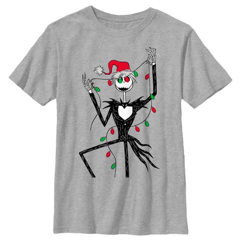 Boy's The Nightmare Before Christmas Jack Christmas Lights  Graphic T-Shirt