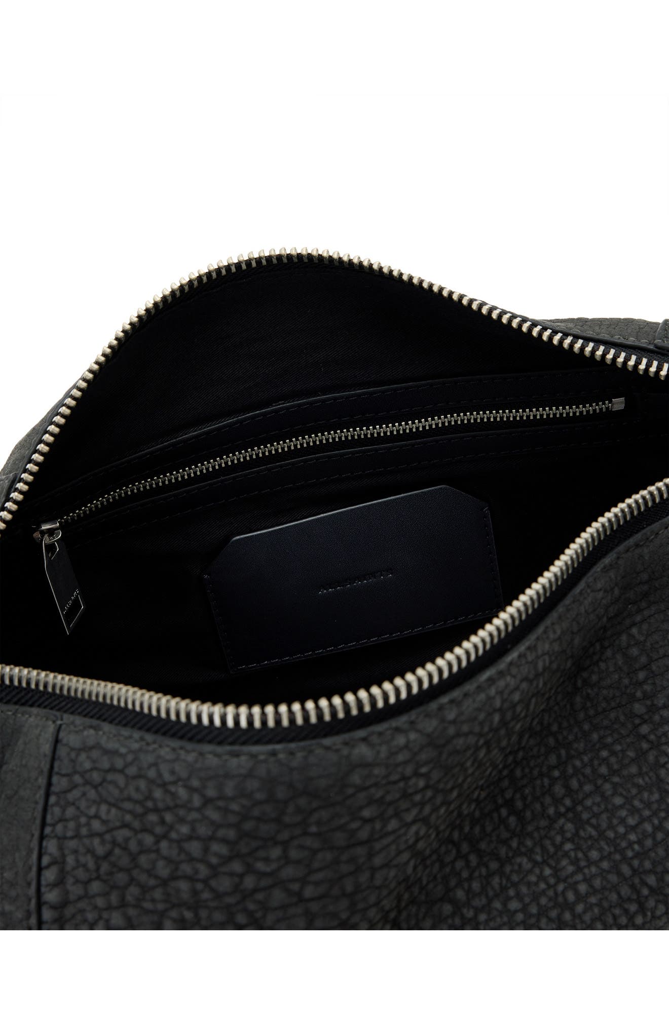 AllSaints Vega G Lambskin Leather Shoulder Bag, Alternate, color, Meteorite Grey