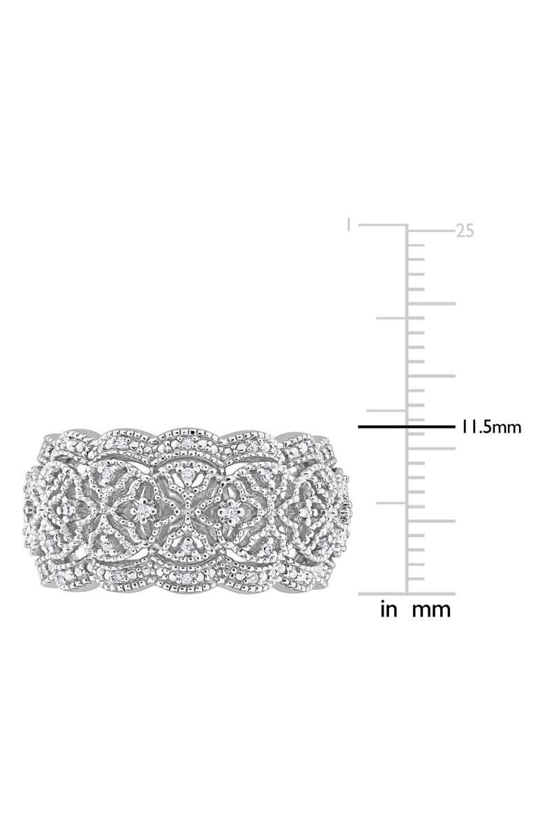 DELMAR Sterling Silver Diamond Lace Band Ring - 0.018ct, Alternate, color, White