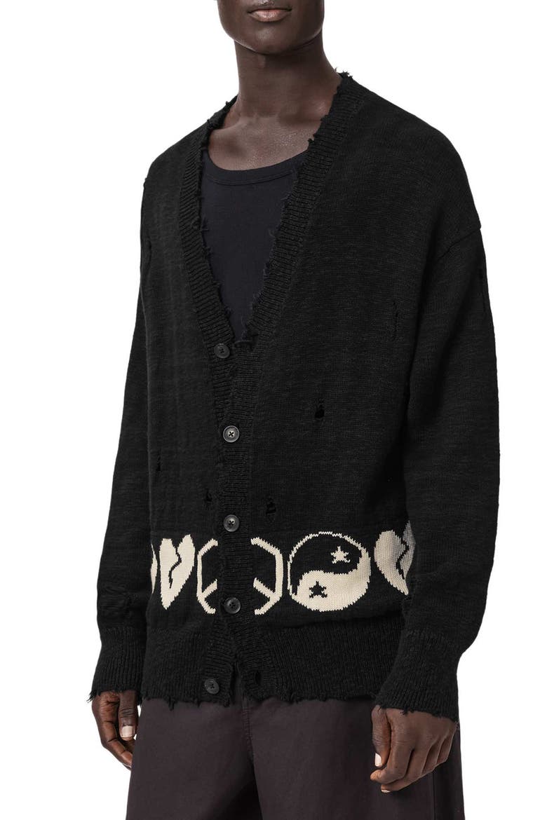 Tabua Cotton Cardigan, Main, color, BLACK