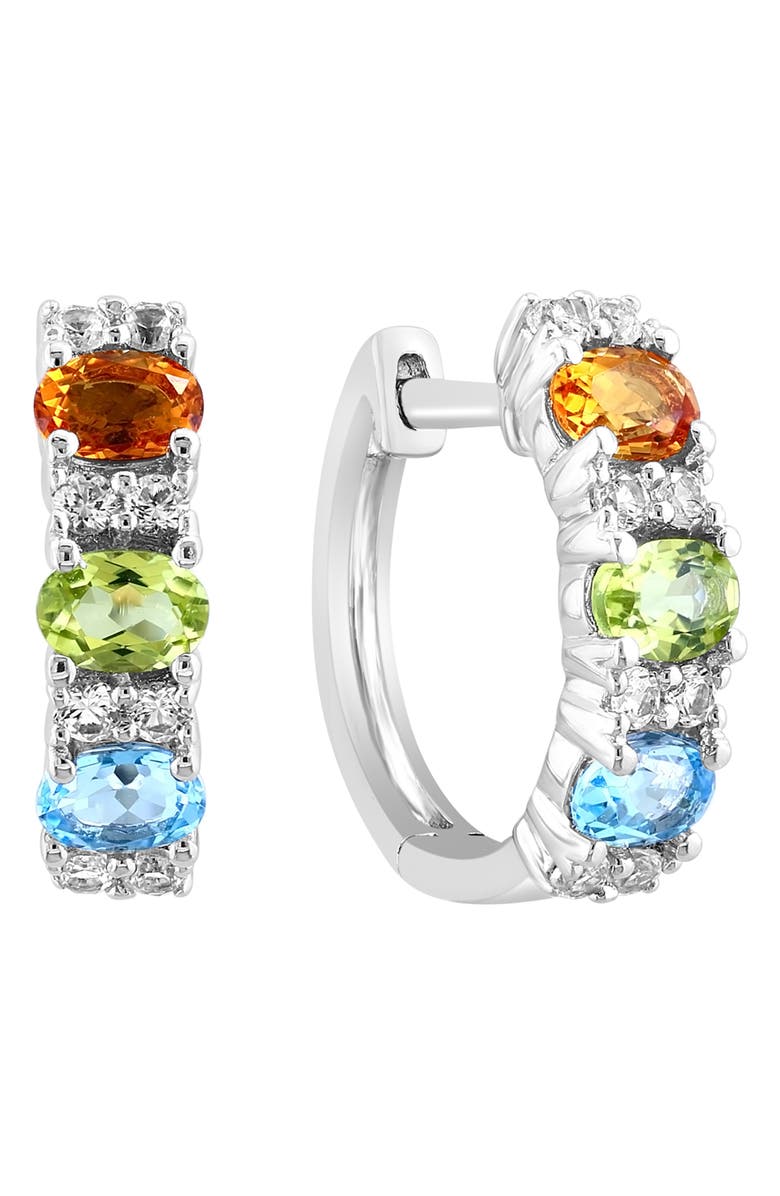 EFFY Sterling Silver Semiprecious Stone Huggie Hoop Earrings, Main, color, 