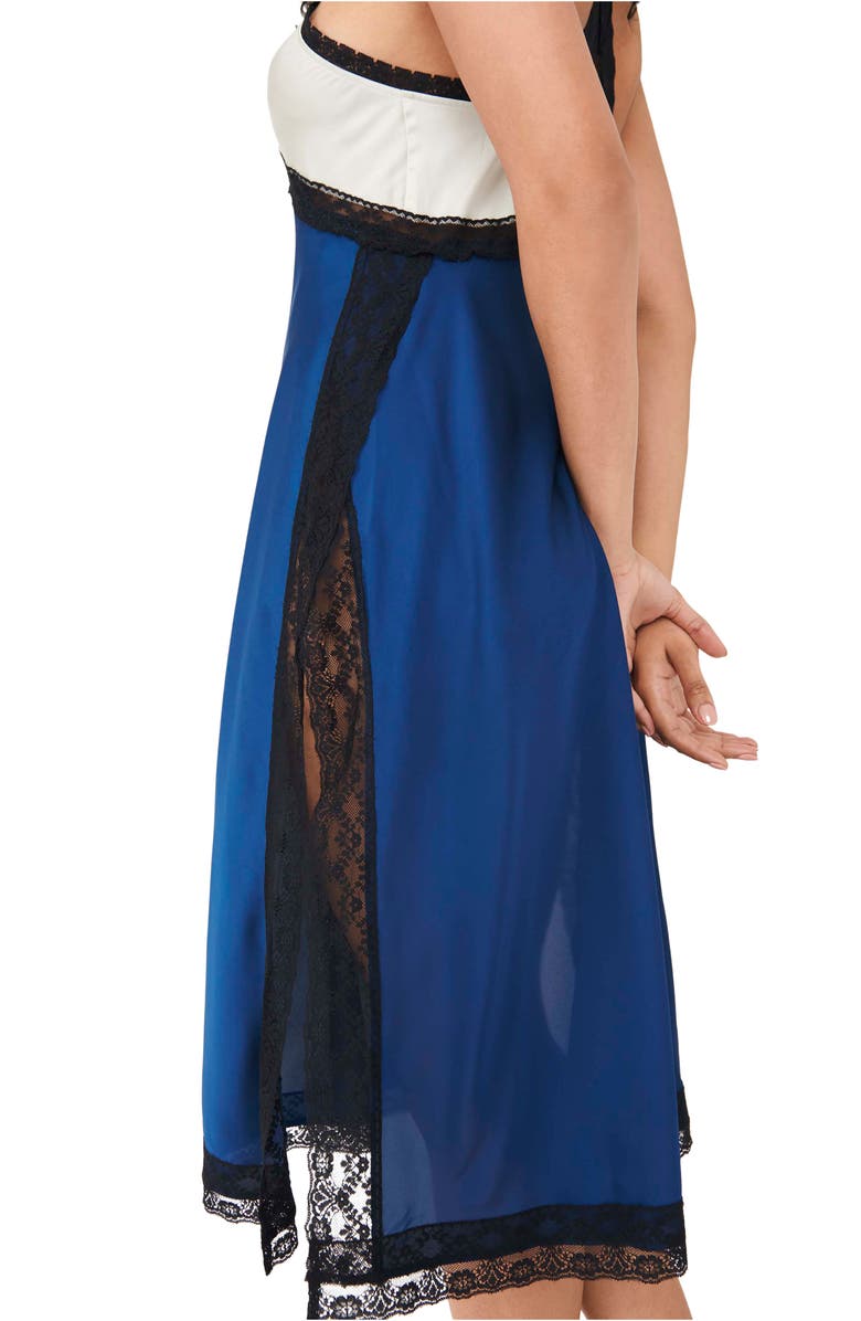 Free People Tri Me Colorblock Satin Slip Dress, Alternate, color,