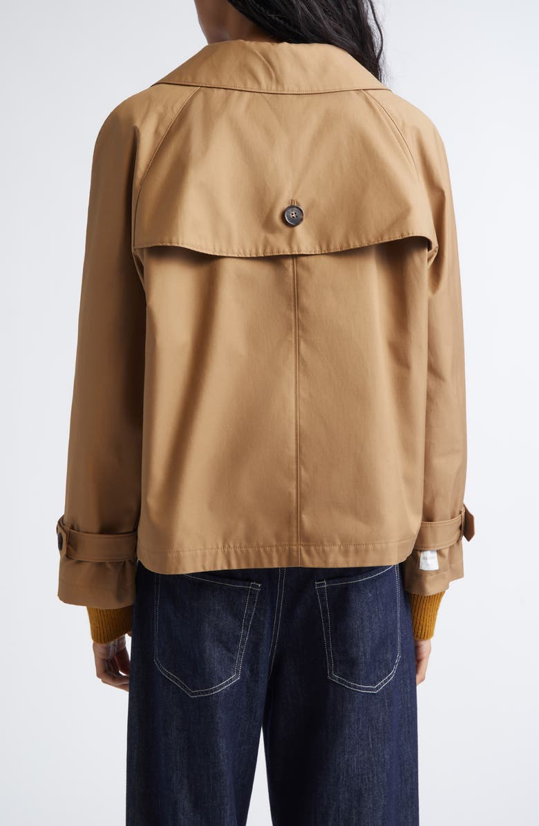 Max Mara Tesora Water Repellent Short Trench Coat, Alternate, color, Brown